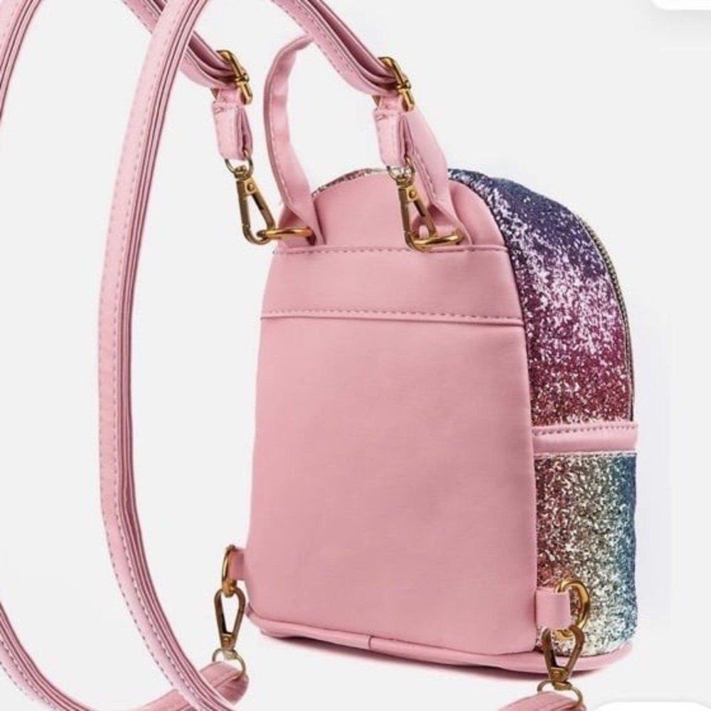 Glitter Rainbow Mini Backpack Cute Small Backpack Purse Shoulder Bag - Picture 2 of 12